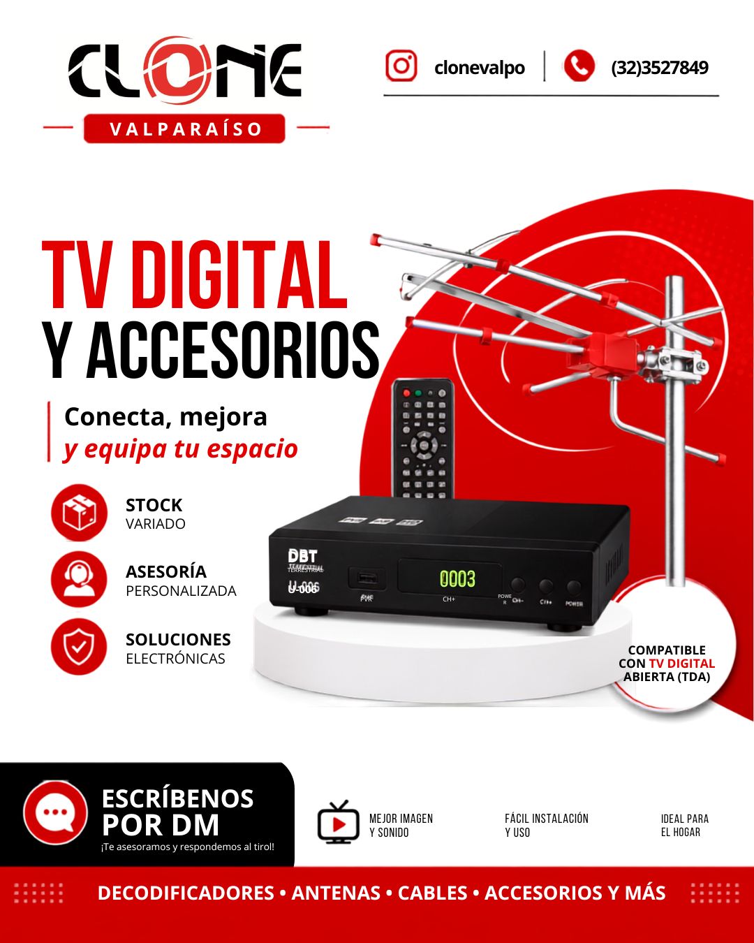Pieza para redes sobre TV digital y accesorios